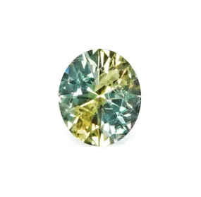 1.06CT OVAL BRILLIANT PRECISION CUT MONTANA SAPPHIRE, PARTI GREEN YELLOW, 6.4X5.4MM