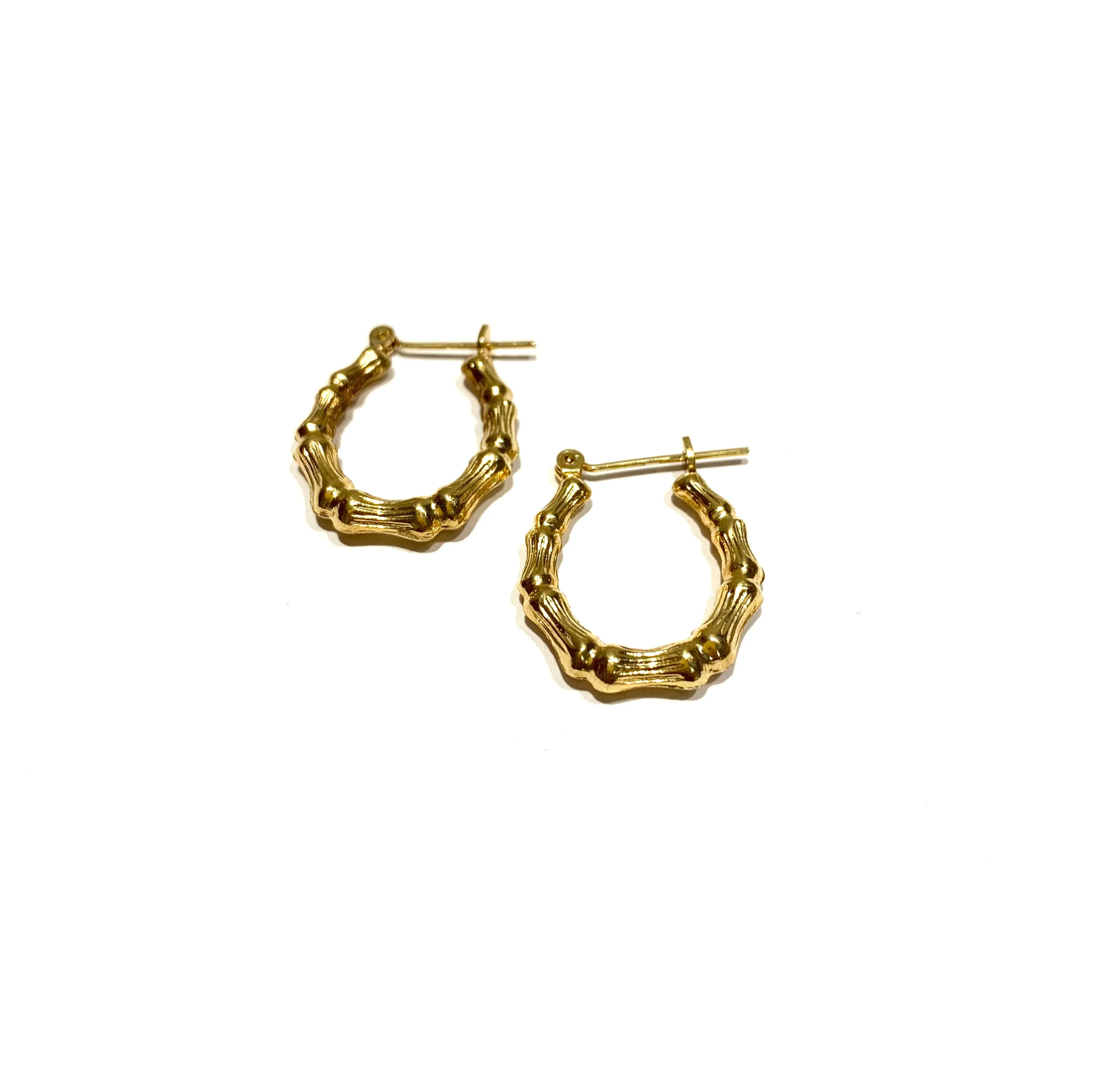 10k Gold Bamboo Hoops