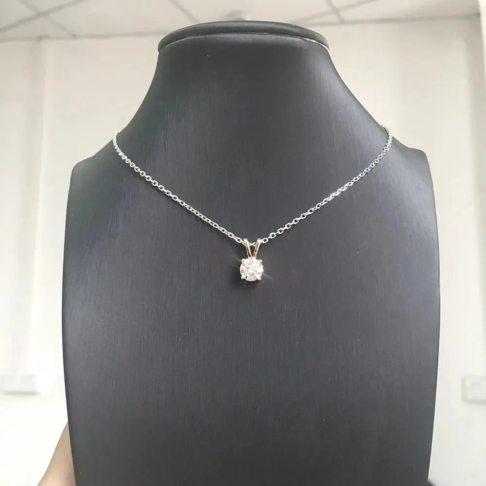 10k Yellow Gold Moissanite Necklace / Pendant 1ct