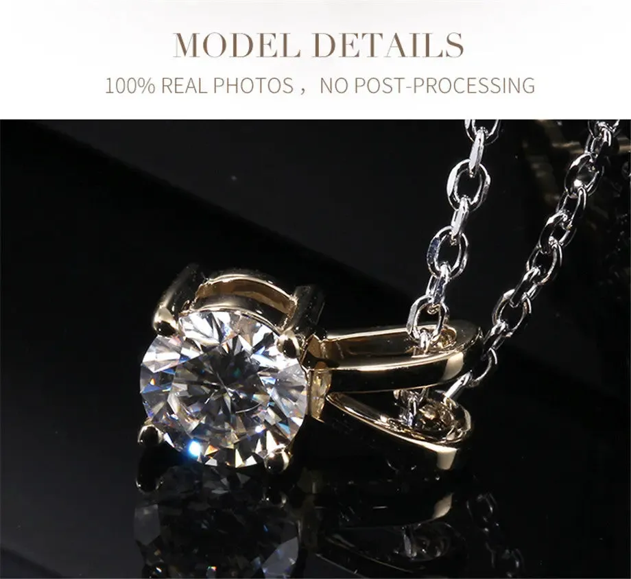 10k Yellow Gold Moissanite Necklace / Pendant 1ct