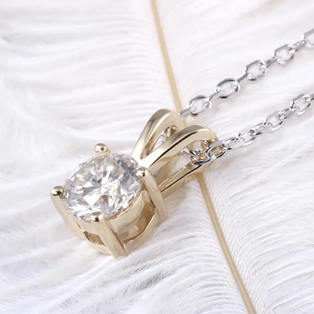 10k Yellow Gold Moissanite Necklace / Pendant 1ct