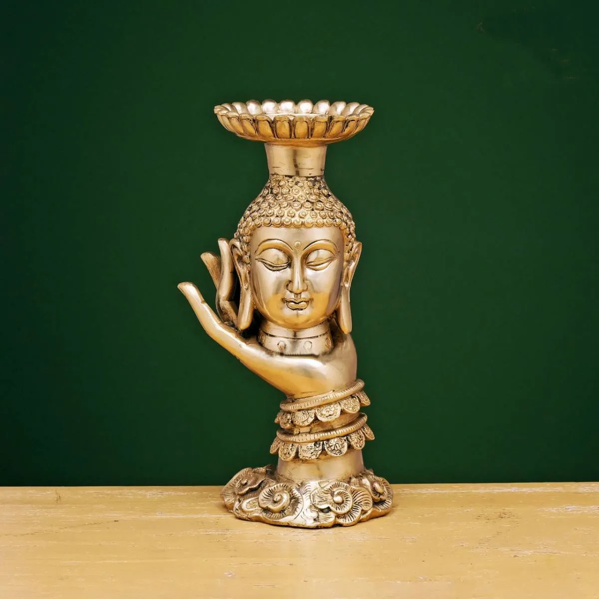 10" BRASS BUDDHA CANDLE