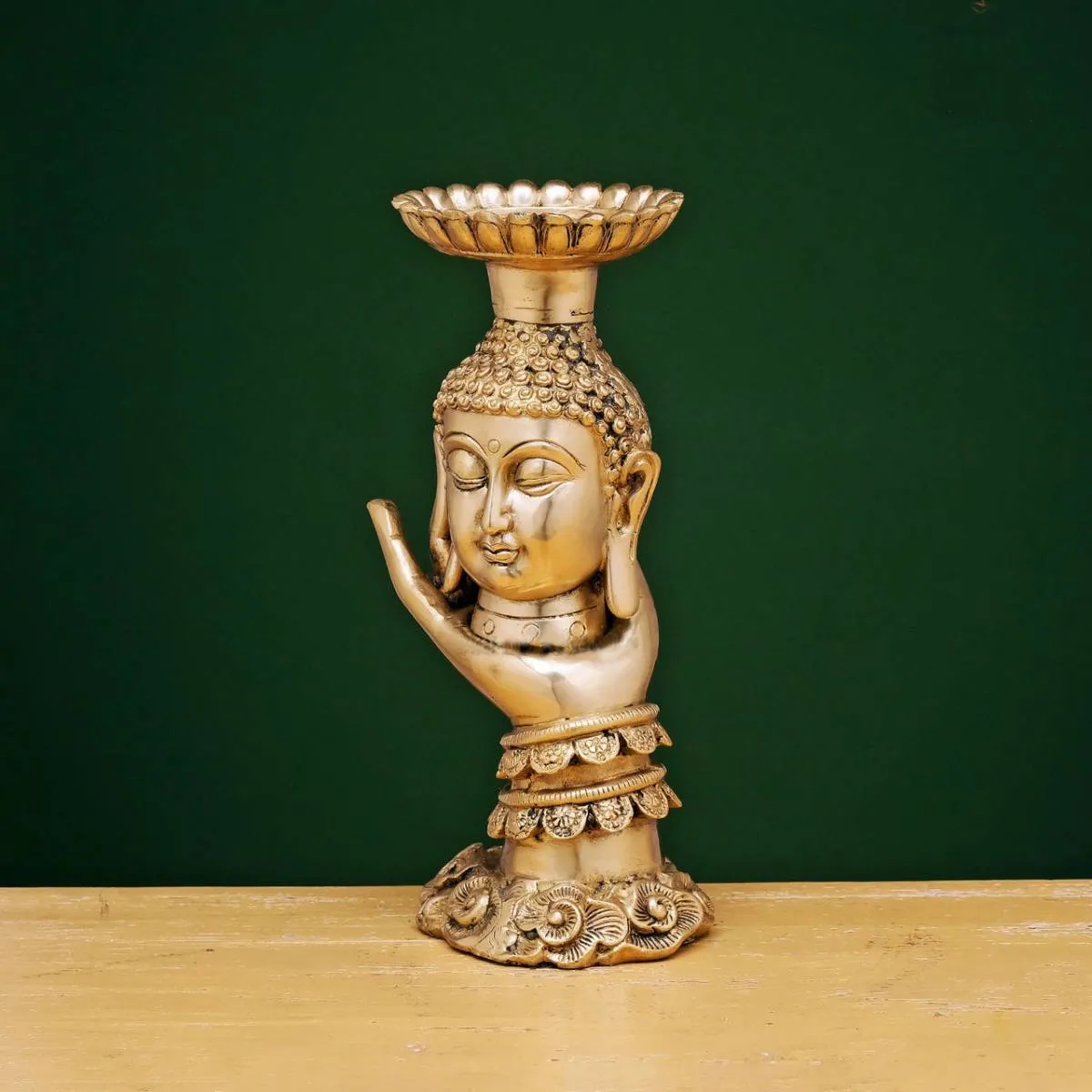 10" BRASS BUDDHA CANDLE