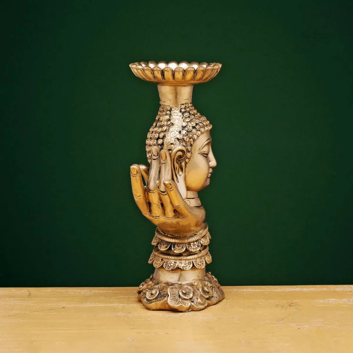 10" BRASS BUDDHA CANDLE