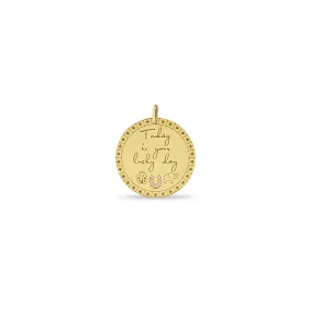 14k Single Large Today is your lucky day Mantra with Lucky Symbols Charm Pendant