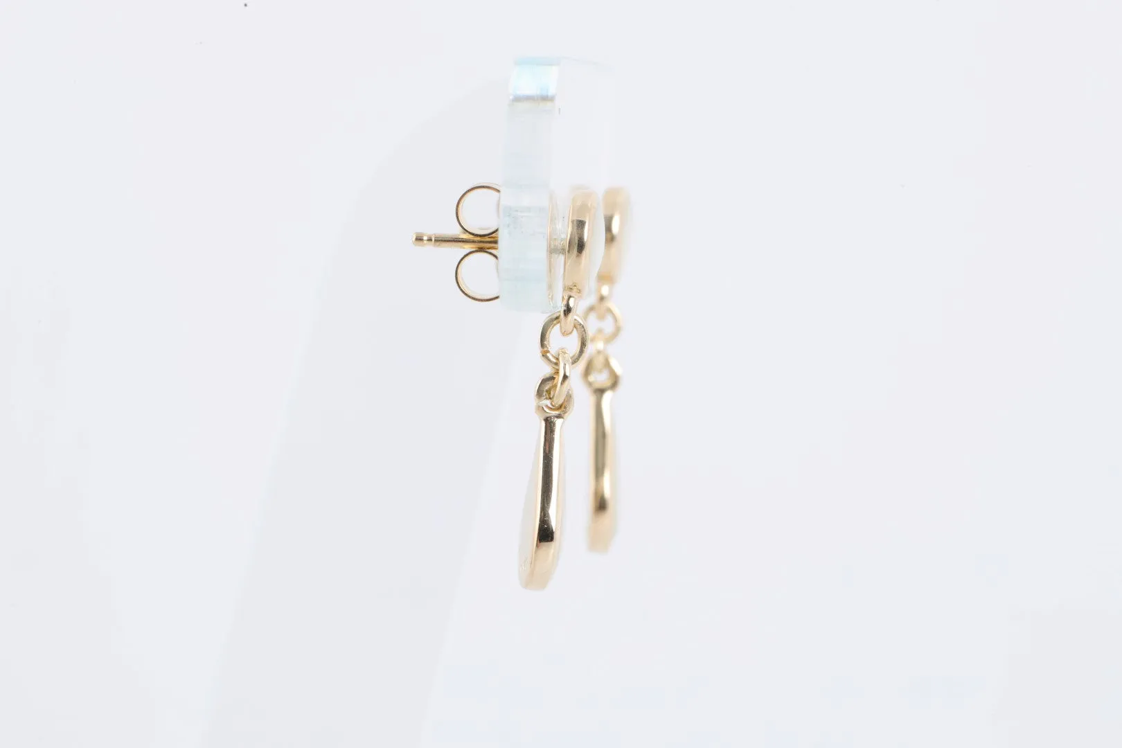 14k Yellow Gold Glass Inlay Dangle Earrings (3.02g.)