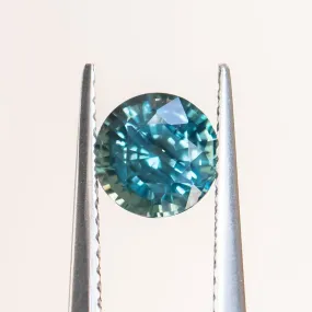 1.55CT ROUND MADAGASCAR SAPPHIRE, BRIGHT MEDIUM TEAL, 6.53X4.72MM