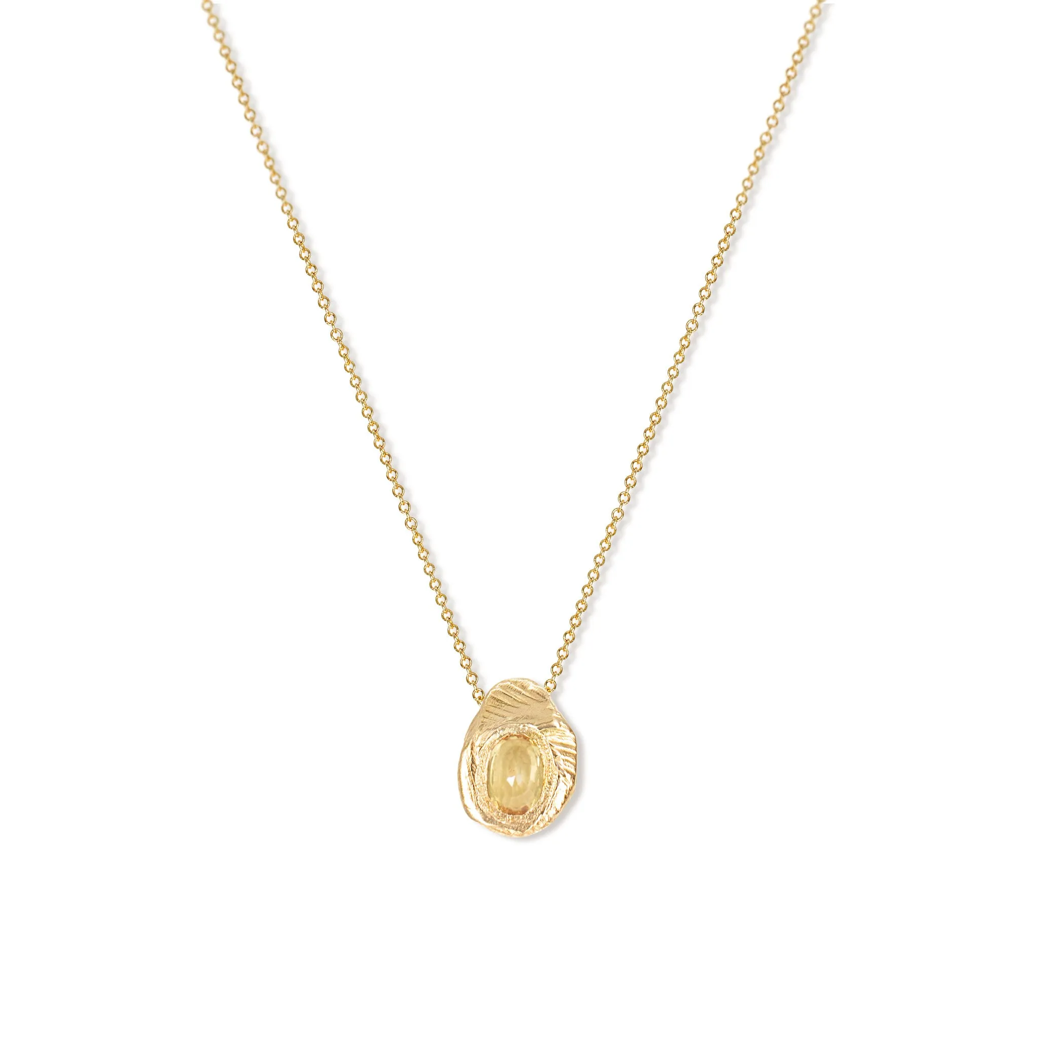 18K Oval Slider Necklace in Yellow Sapphire