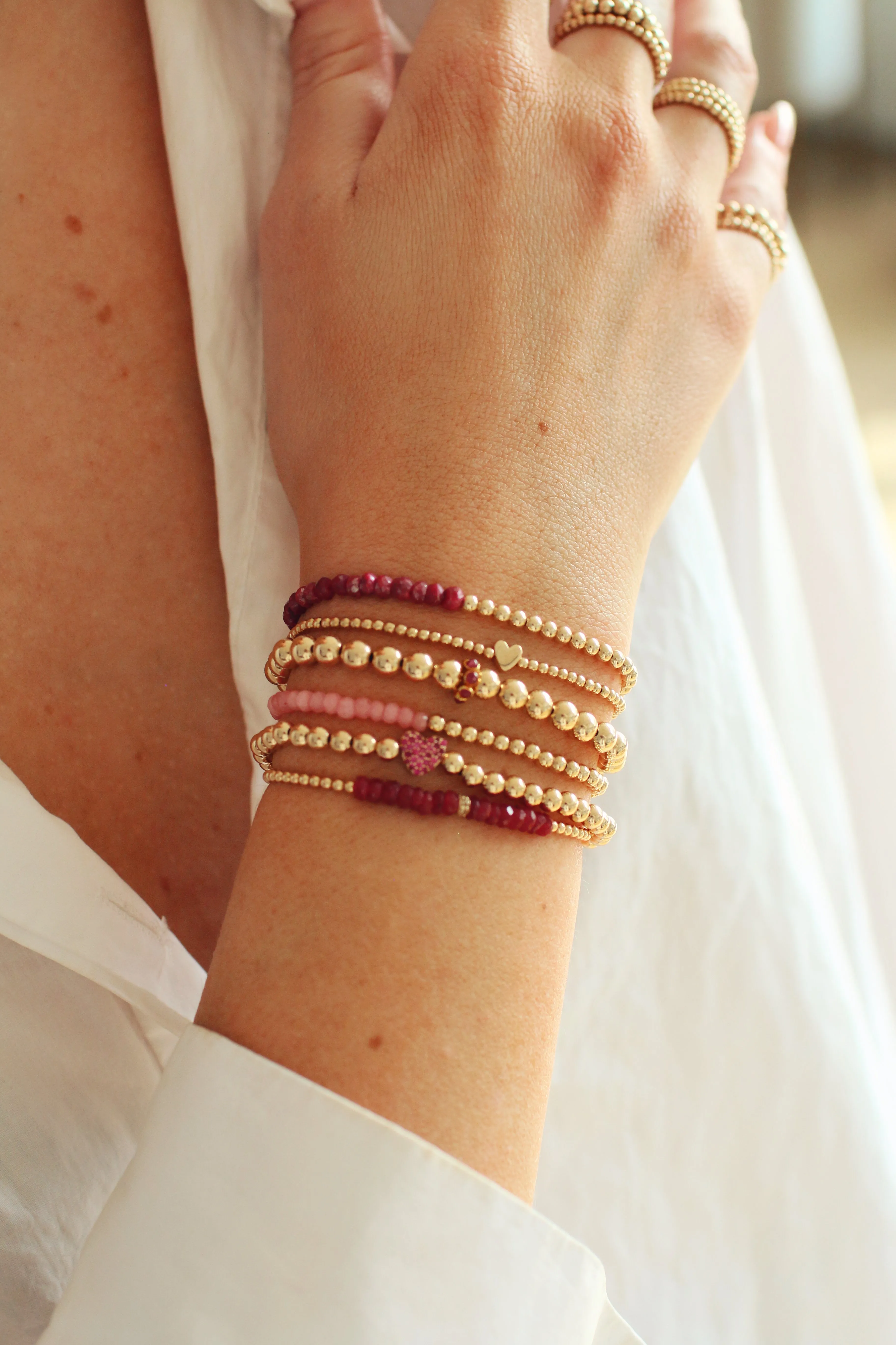 5MM Signature Bracelet with 14k Ruby Rondelle