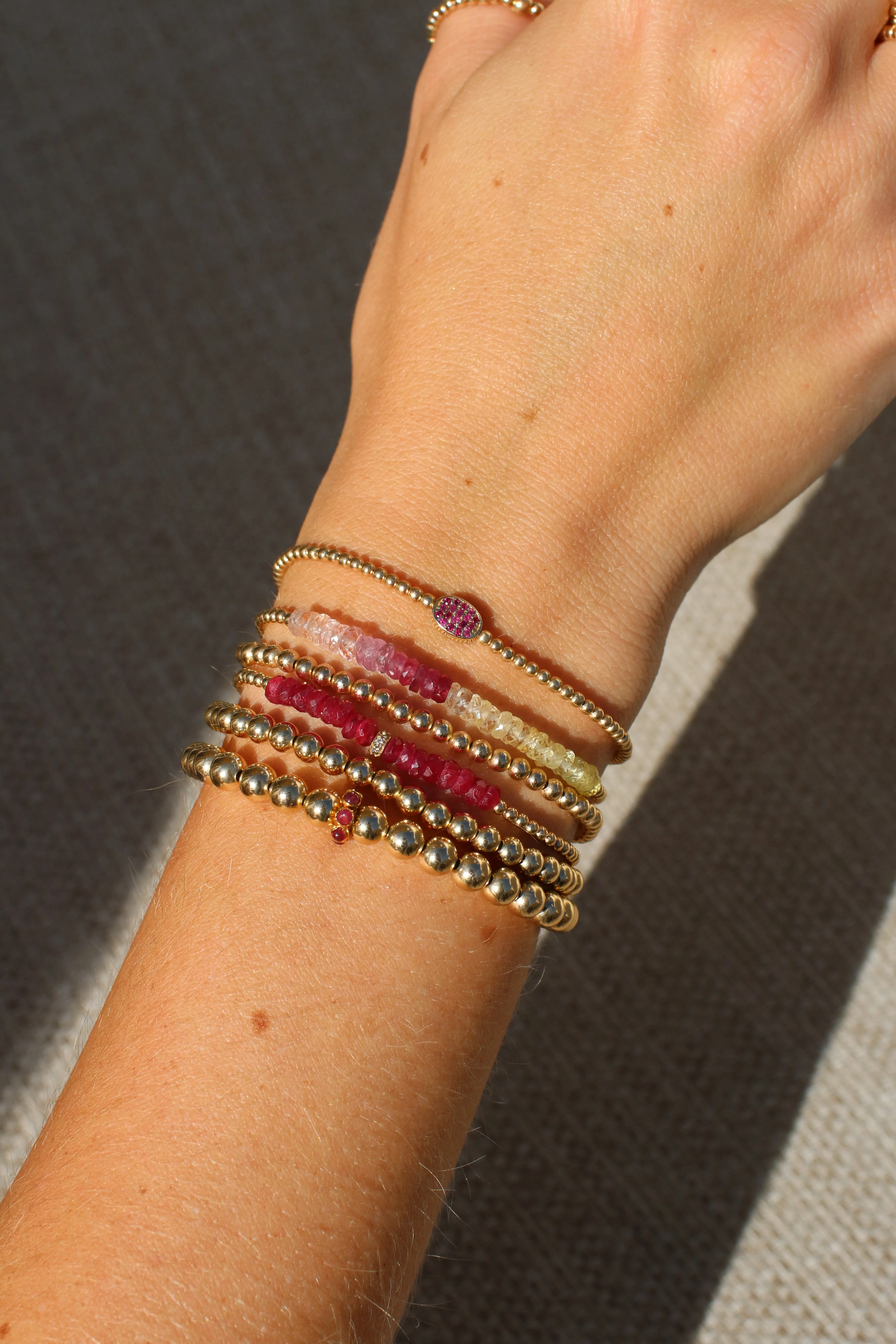 5MM Signature Bracelet with 14k Ruby Rondelle