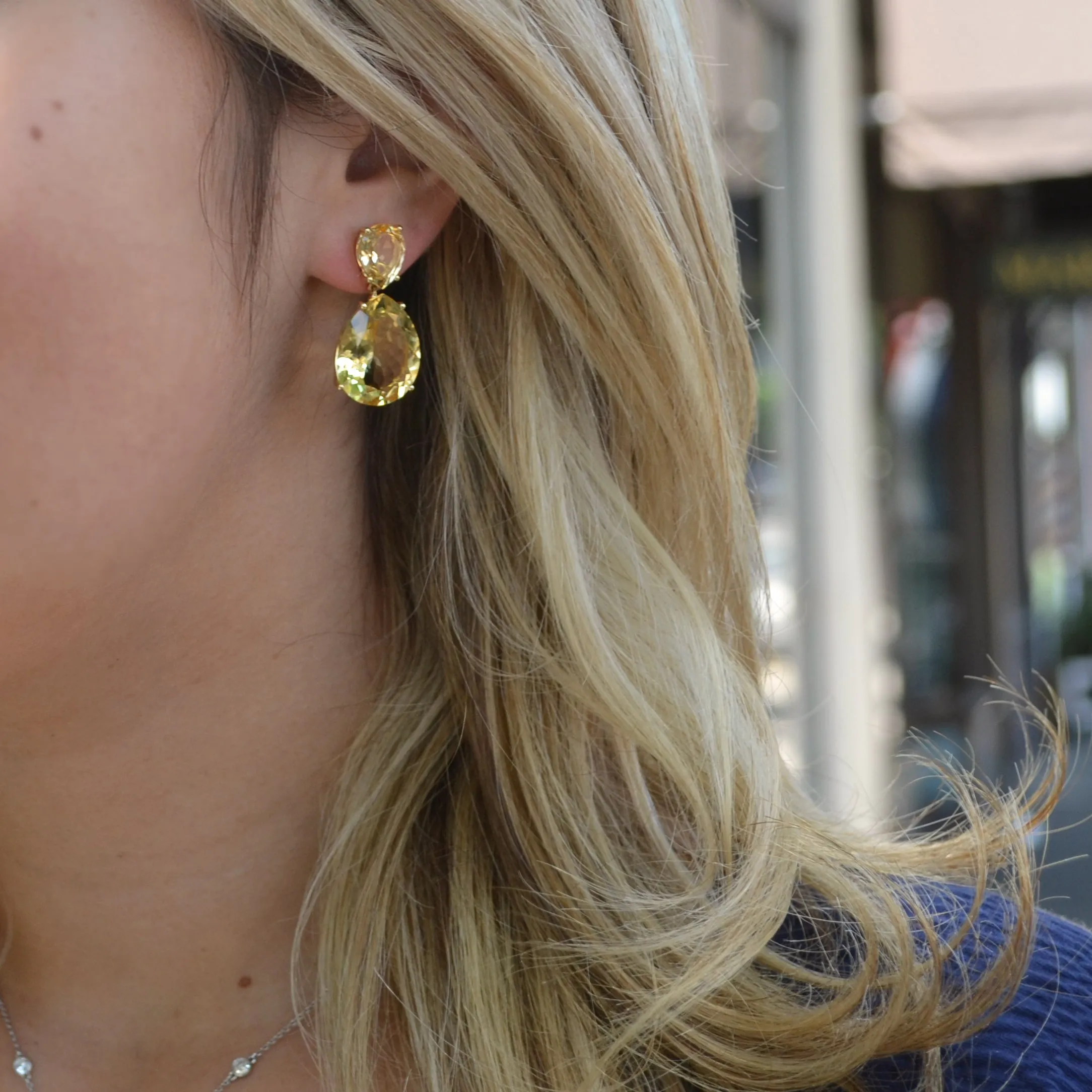 A & Furst - Party - Drop Earrings with Pale Yellow Citrine, 18k Yellow Gold