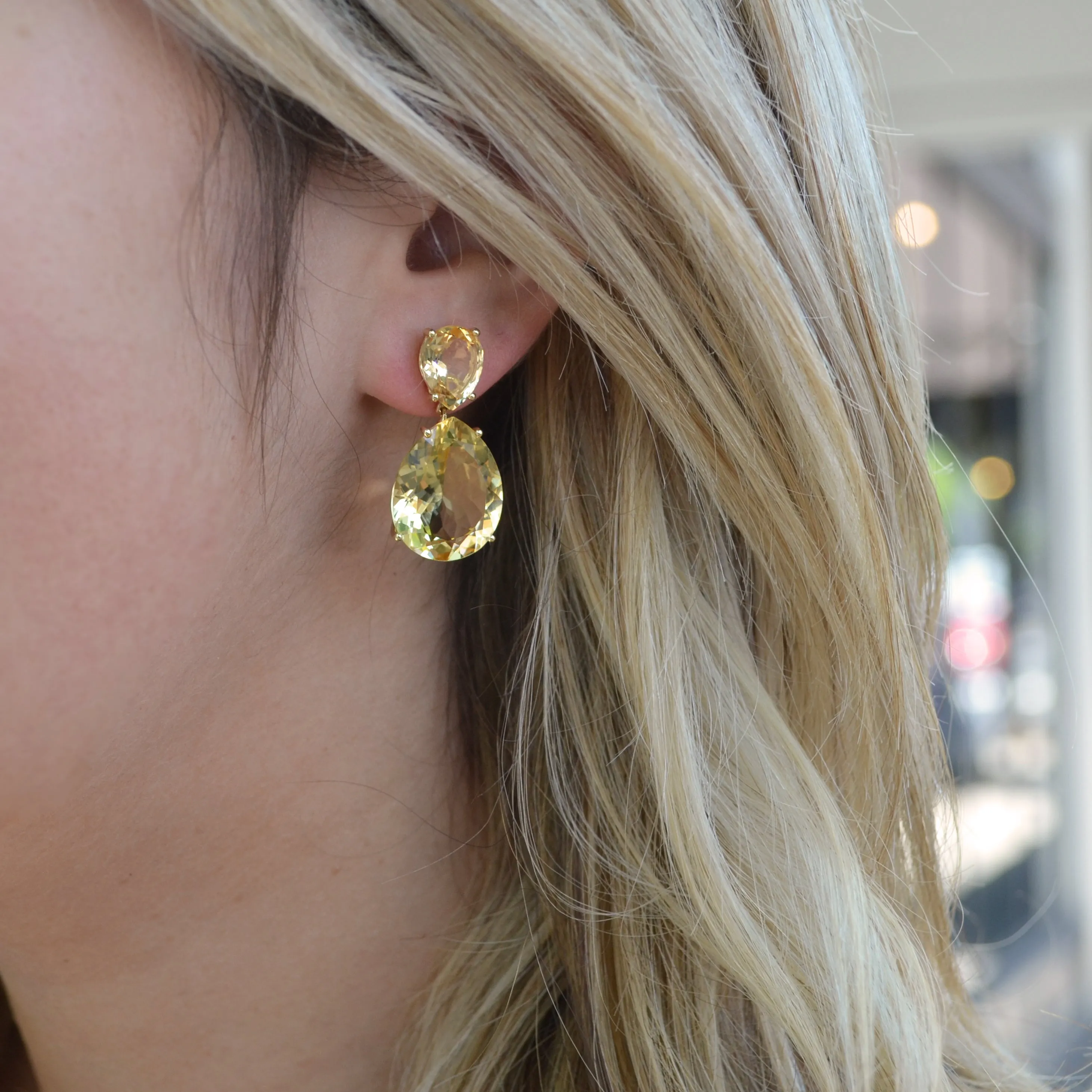 A & Furst - Party - Drop Earrings with Pale Yellow Citrine, 18k Yellow Gold