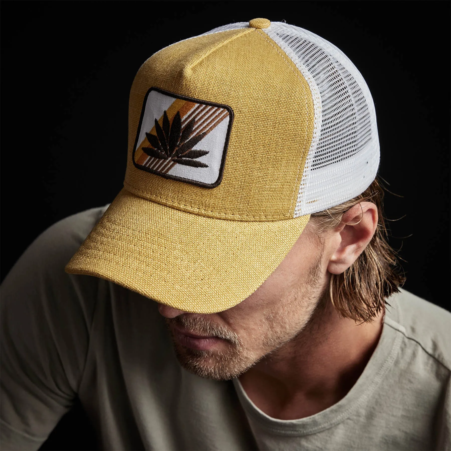 Agave Patch Linen Trucker Hat - Amber