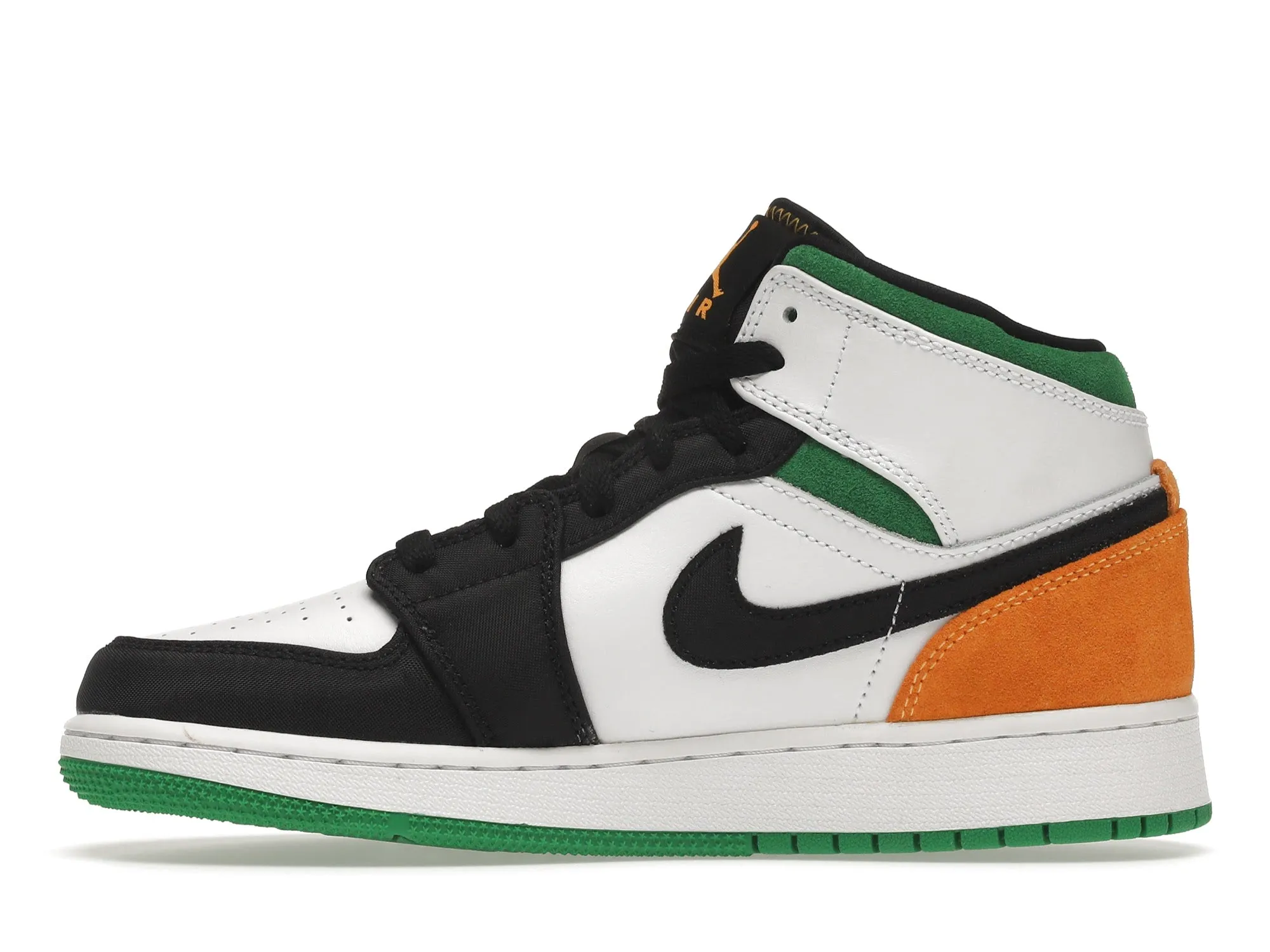 Air Jordan 1 Mid SE White Laser Orange Lucky Green (GS)