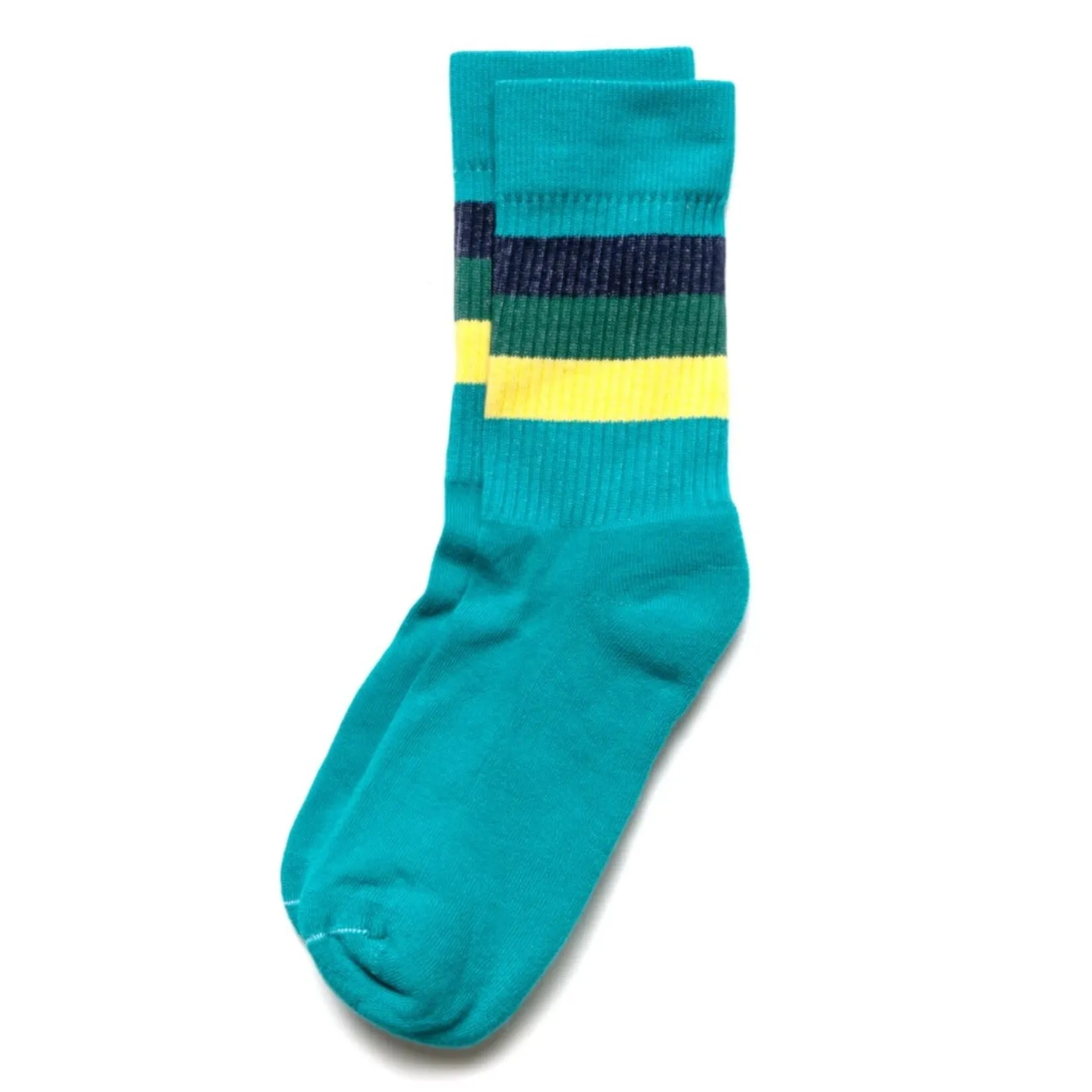 American Trench sol socks turquoise w/ yellow blue stripes