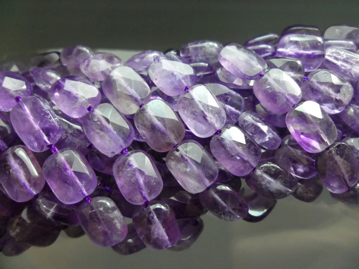 Amethyst 10x8mm Rectangle Faceted  Gemstone Beads 15.5 inches Full Strand T022