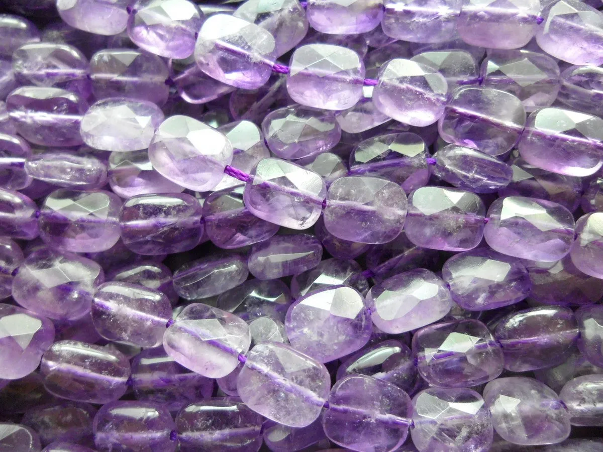 Amethyst 10x8mm Rectangle Faceted  Gemstone Beads 15.5 inches Full Strand T022