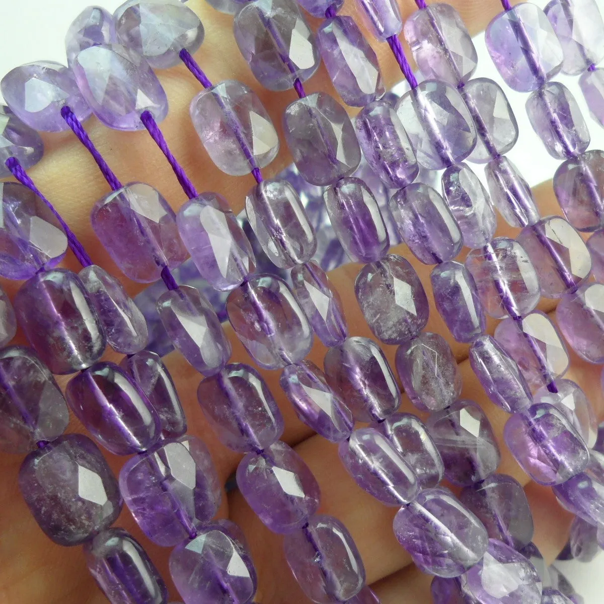 Amethyst 10x8mm Rectangle Faceted  Gemstone Beads 15.5 inches Full Strand T022