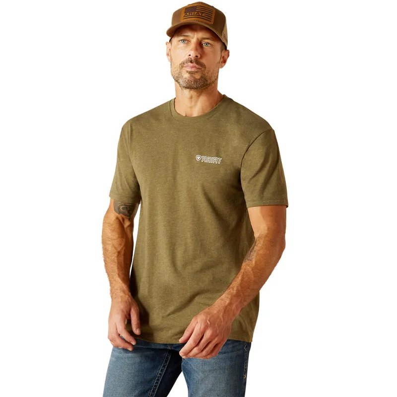 'Ariat' Men's Ariat 'Outline Wing' T-Shirt - Military Heather