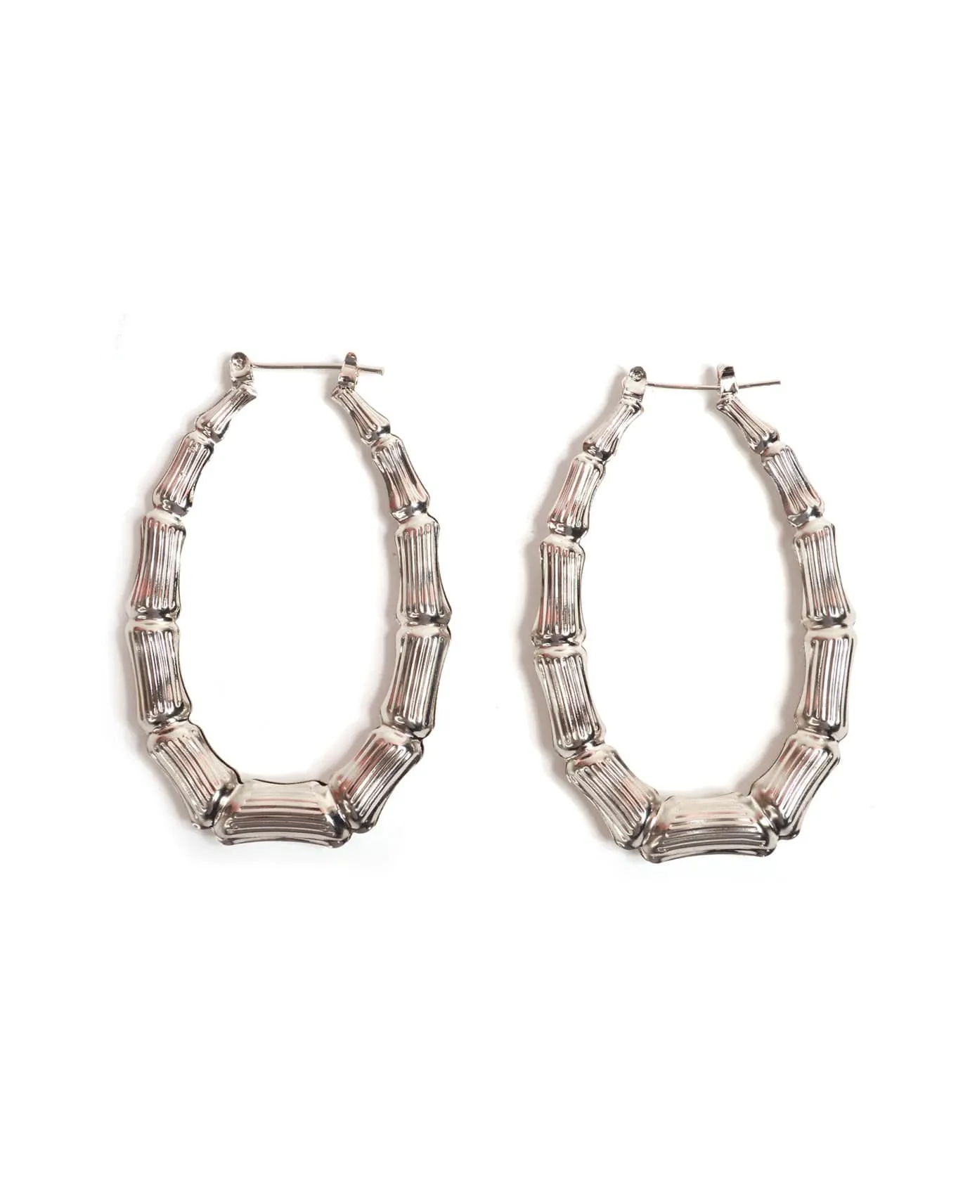 Bamboo Oval Hoop Earring