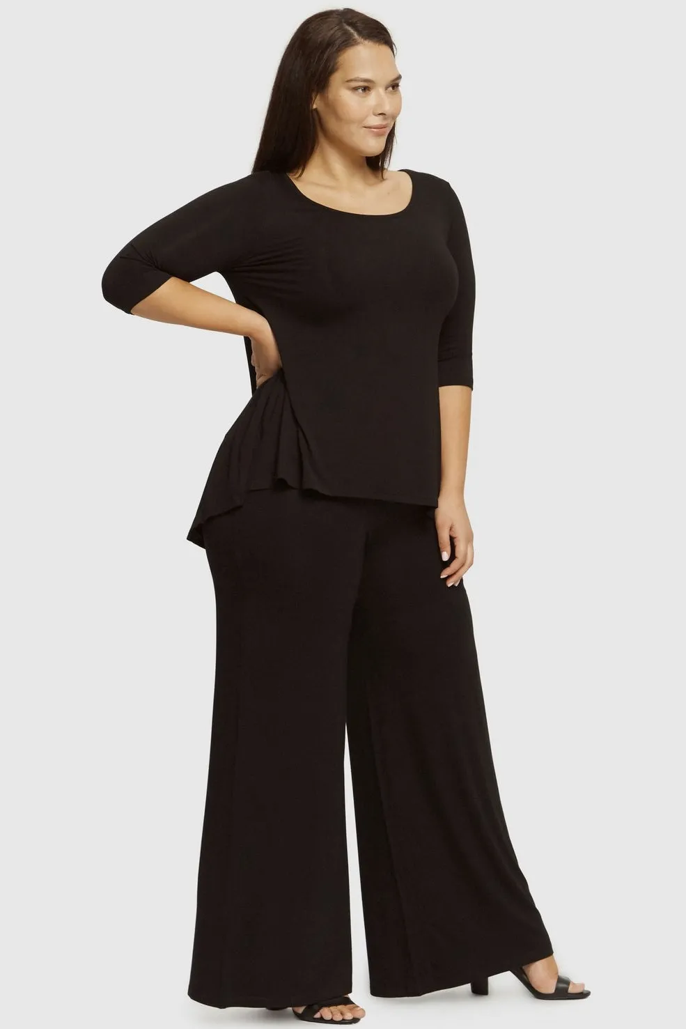 Bamboo Wide Leg Pant  - Black