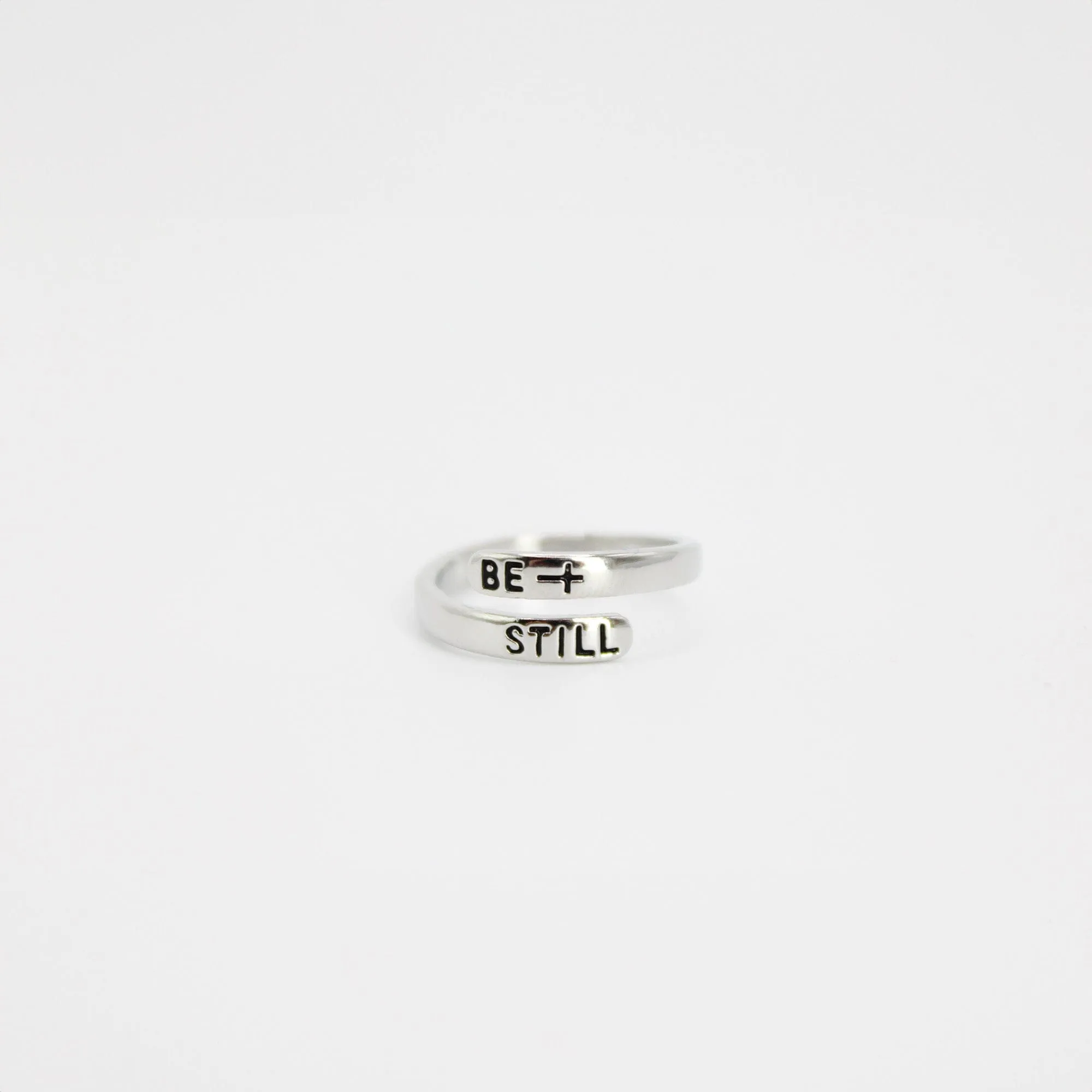 Be Still Platinum Plated Brass Ring