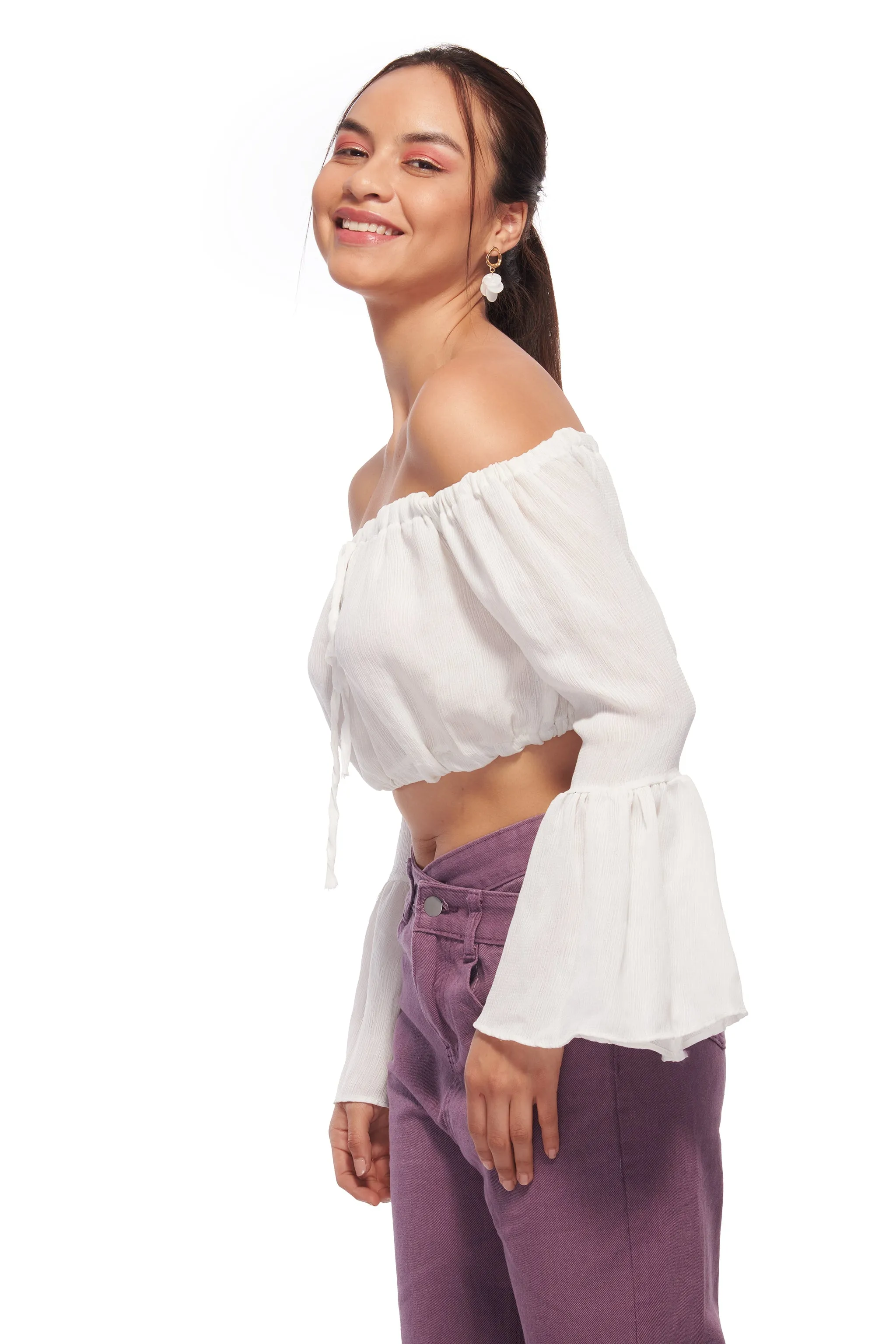 Bell sleeve Crinkle Top