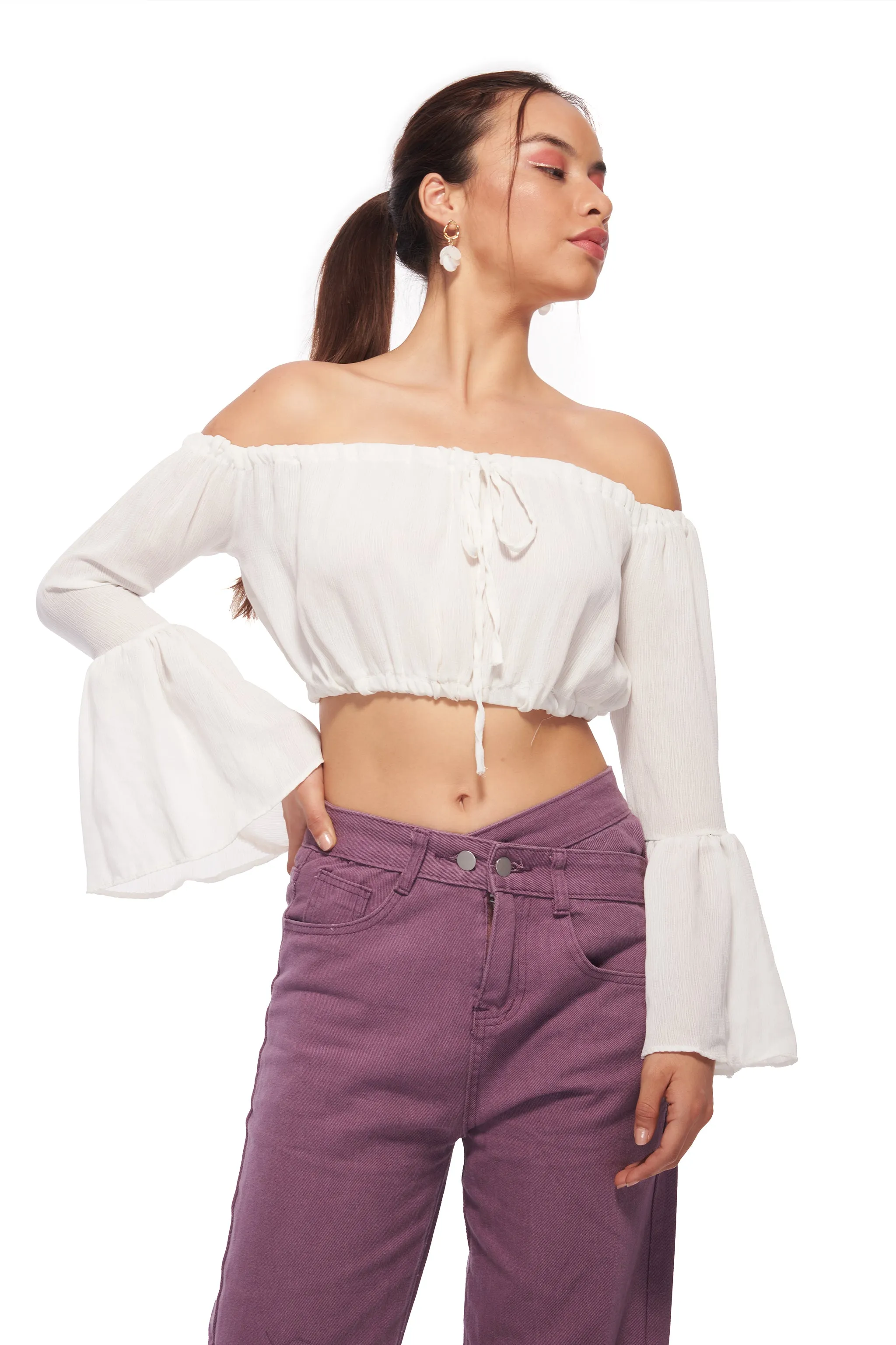 Bell sleeve Crinkle Top