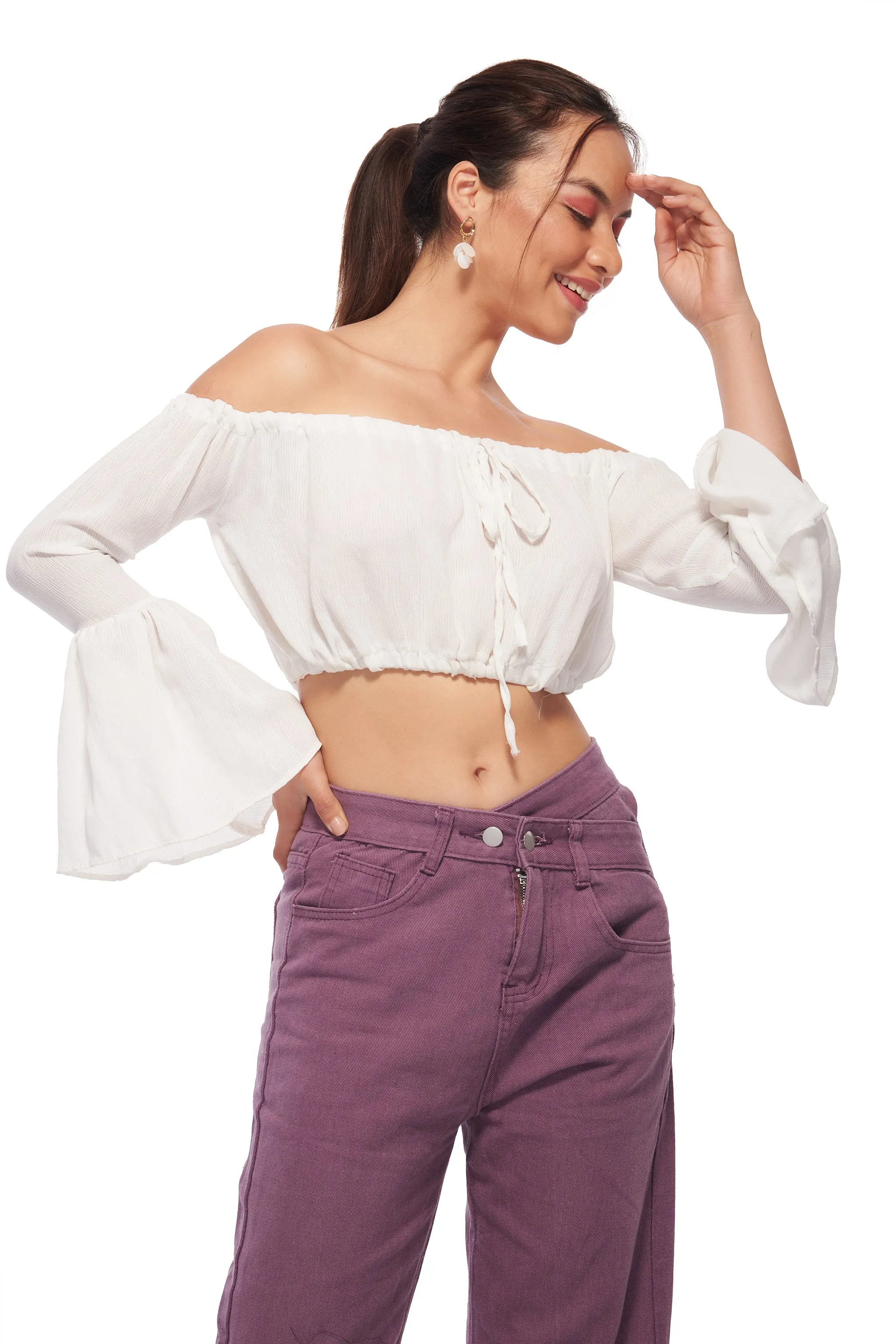 Bell sleeve Crinkle Top