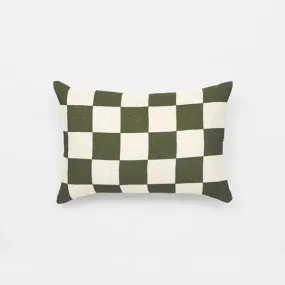 Big Check Olive Rectangle Cushion - 50 x 35 cm