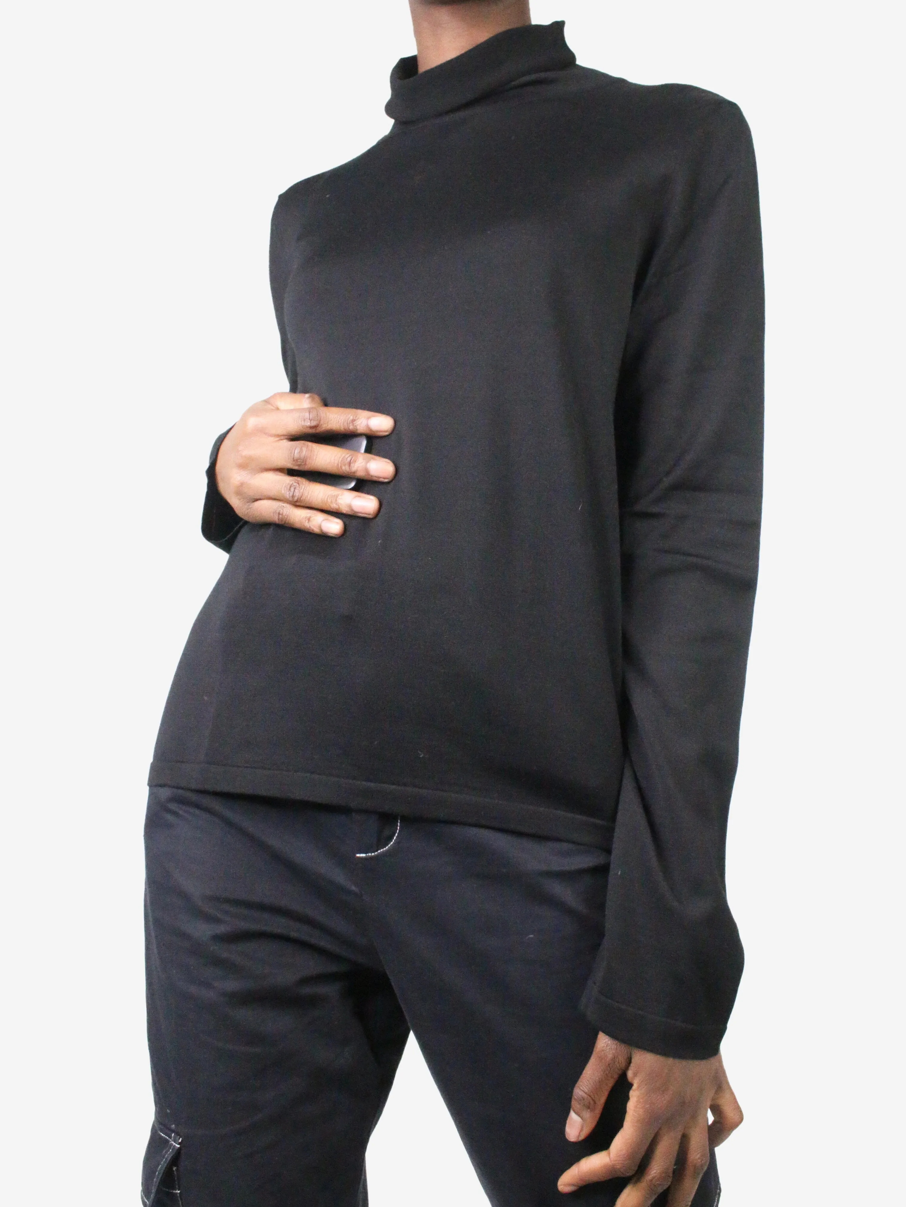 Black roll-neck top - size M