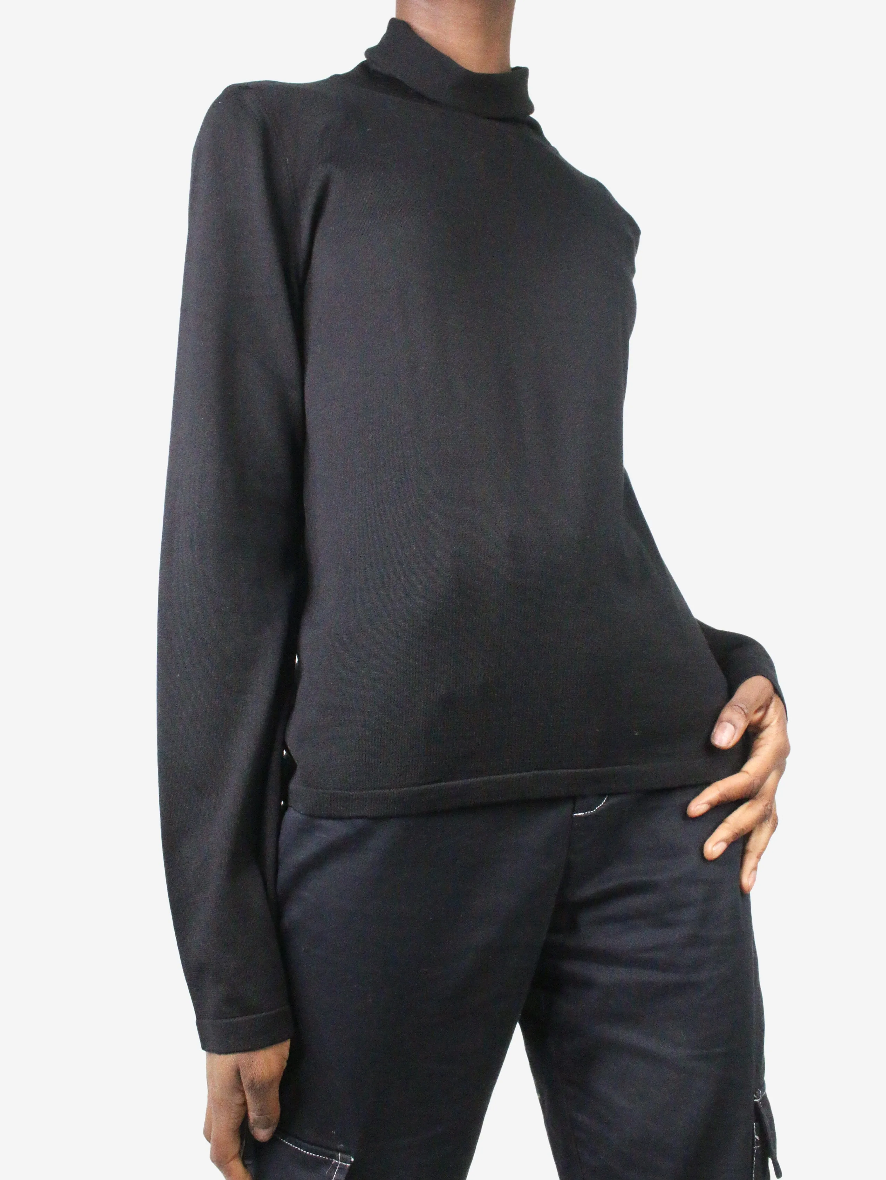 Black roll-neck top - size M