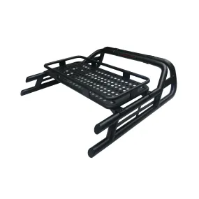 Black SUS201 Long Arm Roll Bar with Cargo Basket Rack for the Ford Ranger 2022 