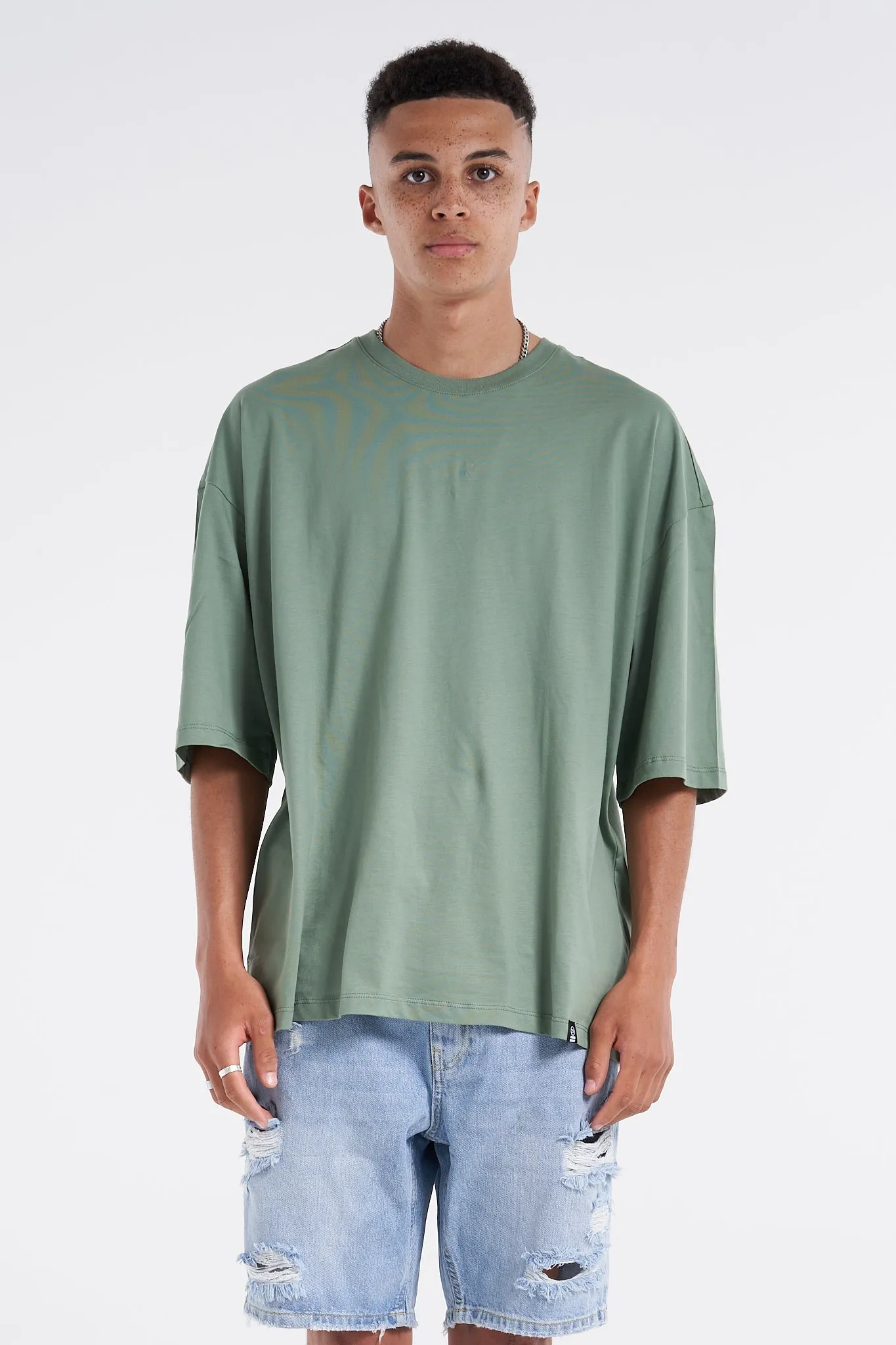 Blank Oversized Premium Tee Hedge Green