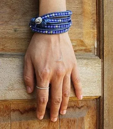 Blue Cats Eyes Wrap Bracelet