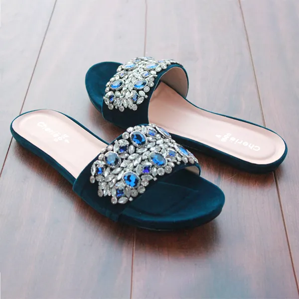 Blue Fancy Slippers for women