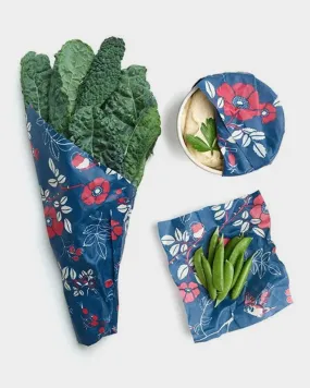 Botanical Blue Reusable Food Wrap 3-Pack