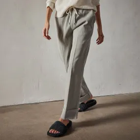 Brushed Cotton Twill Cuffed Trouser - Concrete Pigment