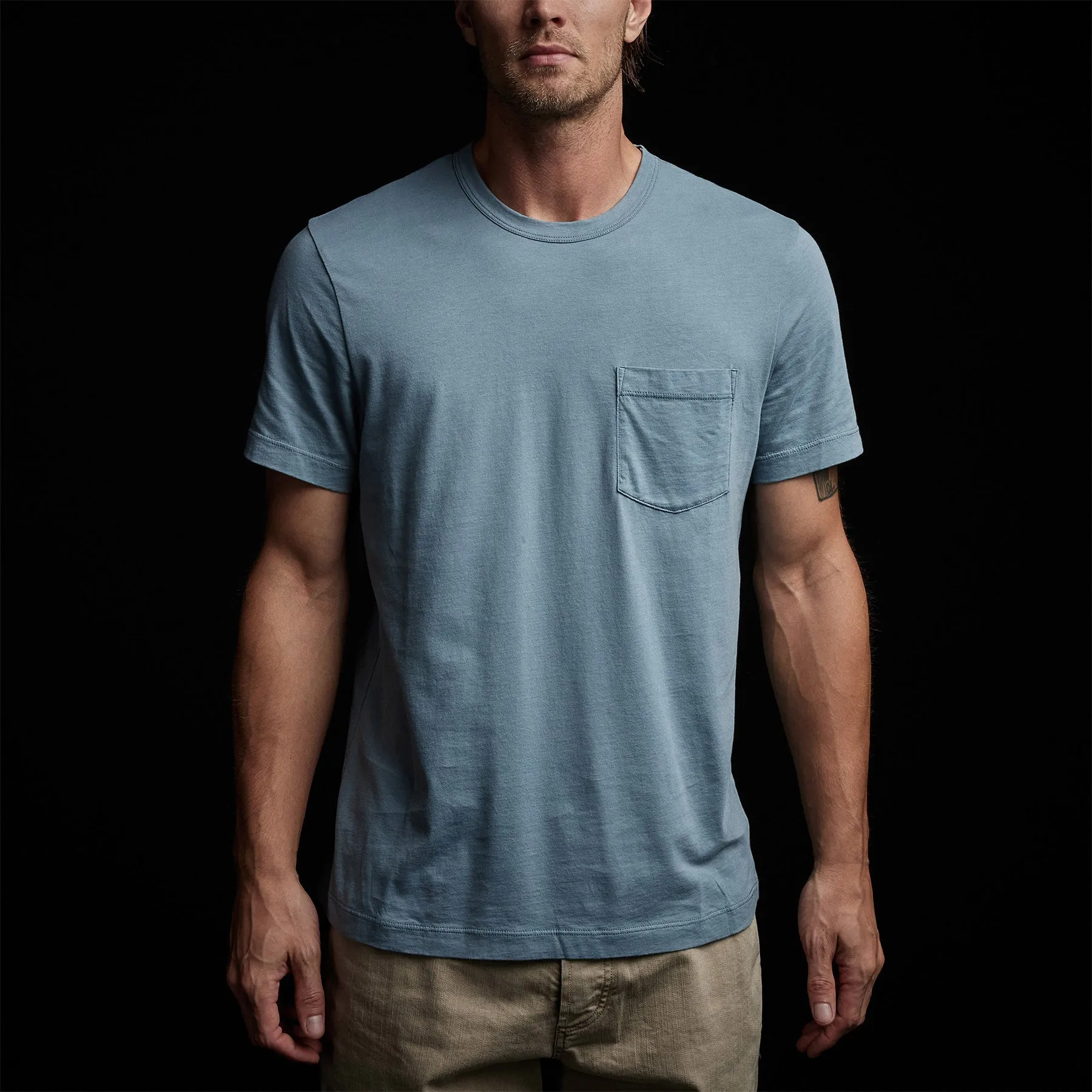 Brushed Lotus Jersey Pocket Tee - Blue Marble