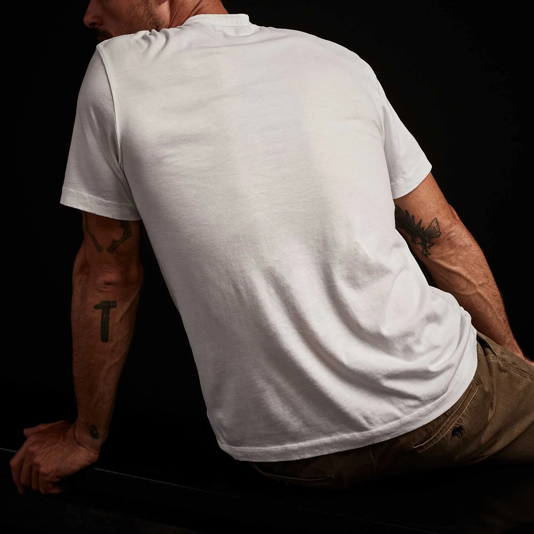 Brushed Lotus Jersey Pocket Tee - White