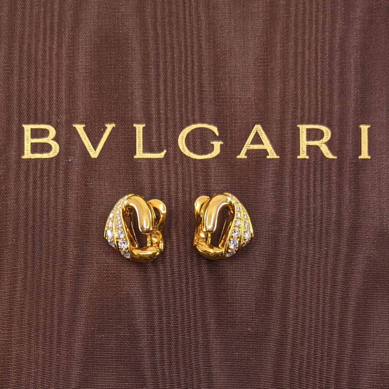 Bulgari Yellow Gold & Diamond Earrings