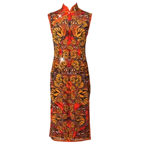 【BUTTERFLY】100% Silk Crystal Cheongsam (Sleeveless)