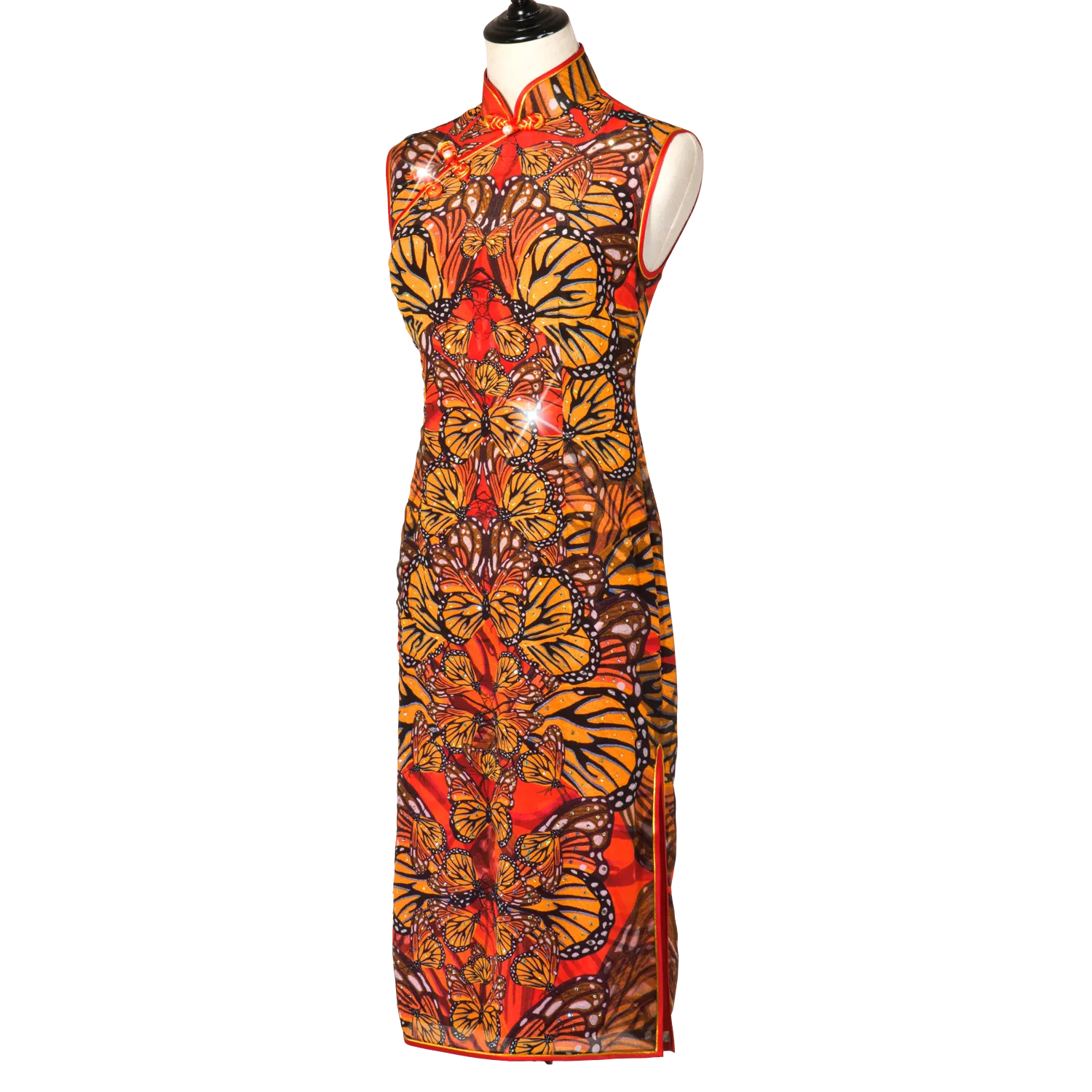 【BUTTERFLY】100% Silk Crystal Cheongsam (Sleeveless)