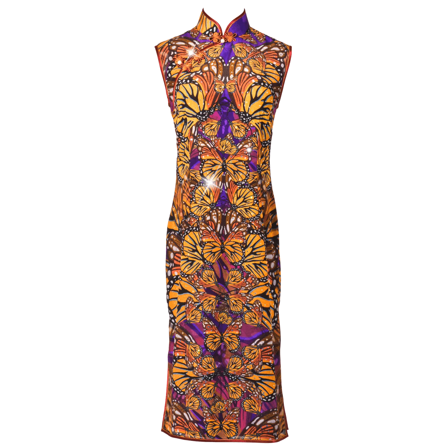 【BUTTERFLY】100% Silk Crystal Cheongsam (Sleeveless)