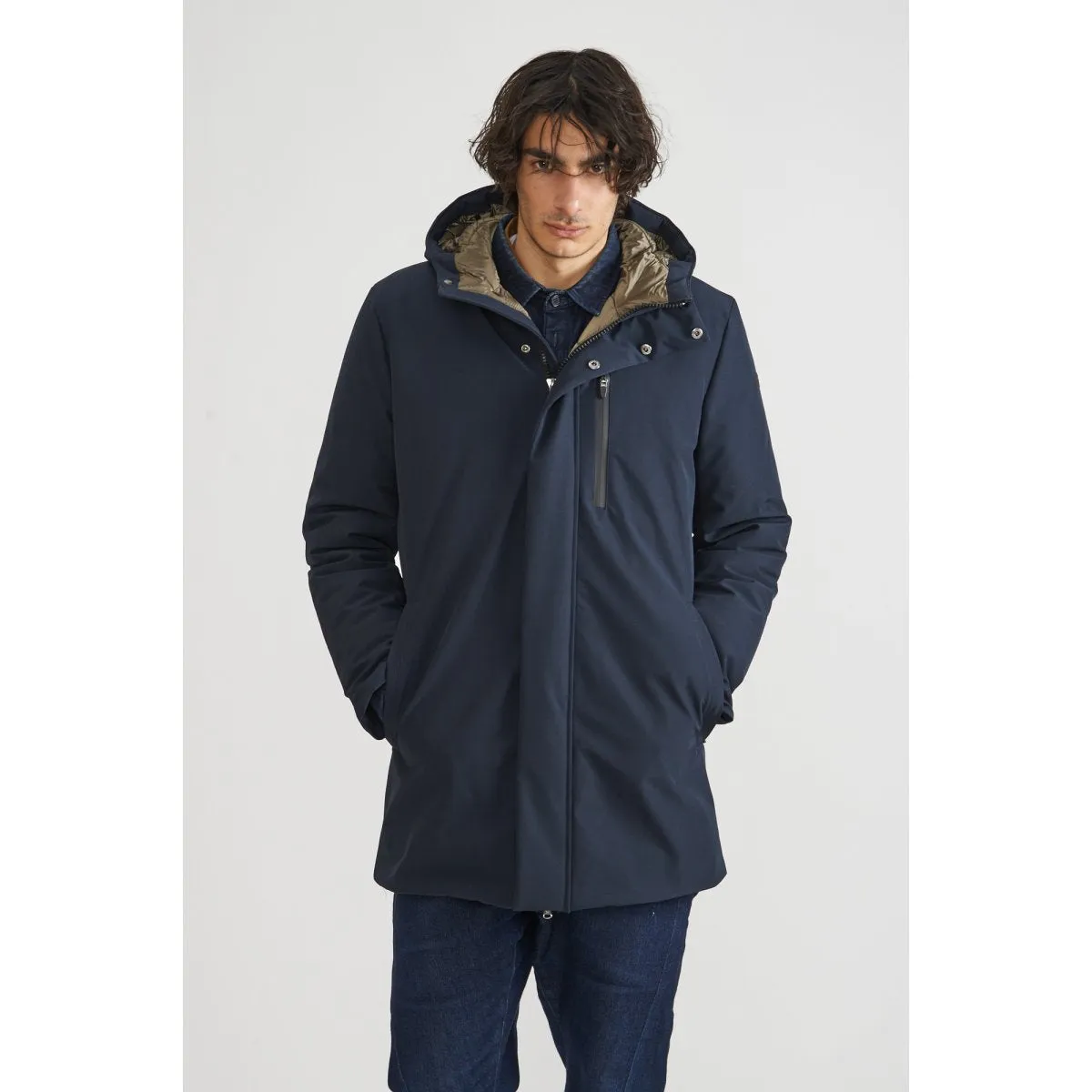 Canadian Parka for men with zip pockets and hood City CN.G221352/DKNAV dark blue 