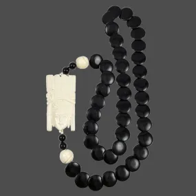 Carved Ivory Goddess & Black Onyx Necklace Vintage