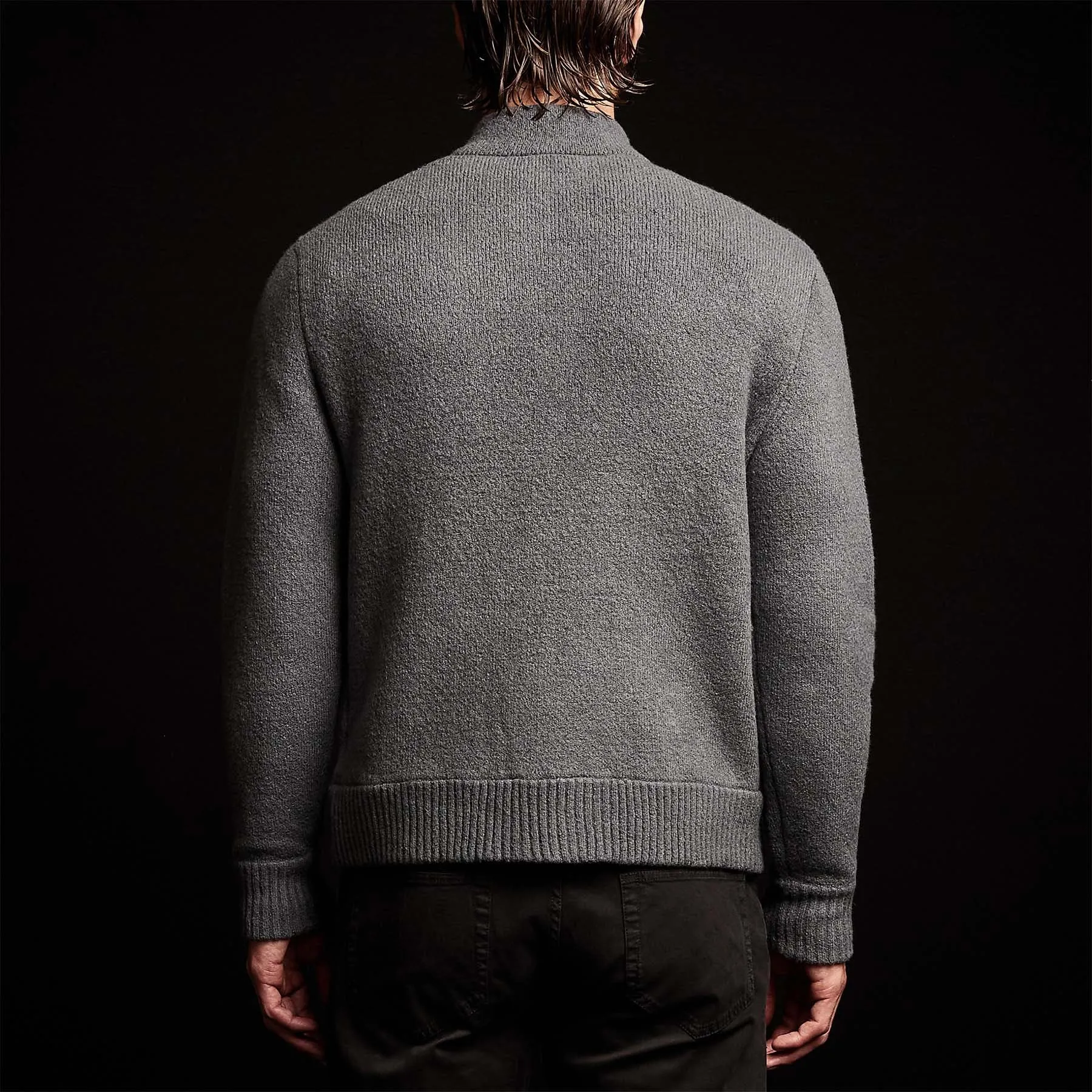 Cashmere Blend Zip Cardigan - Flint