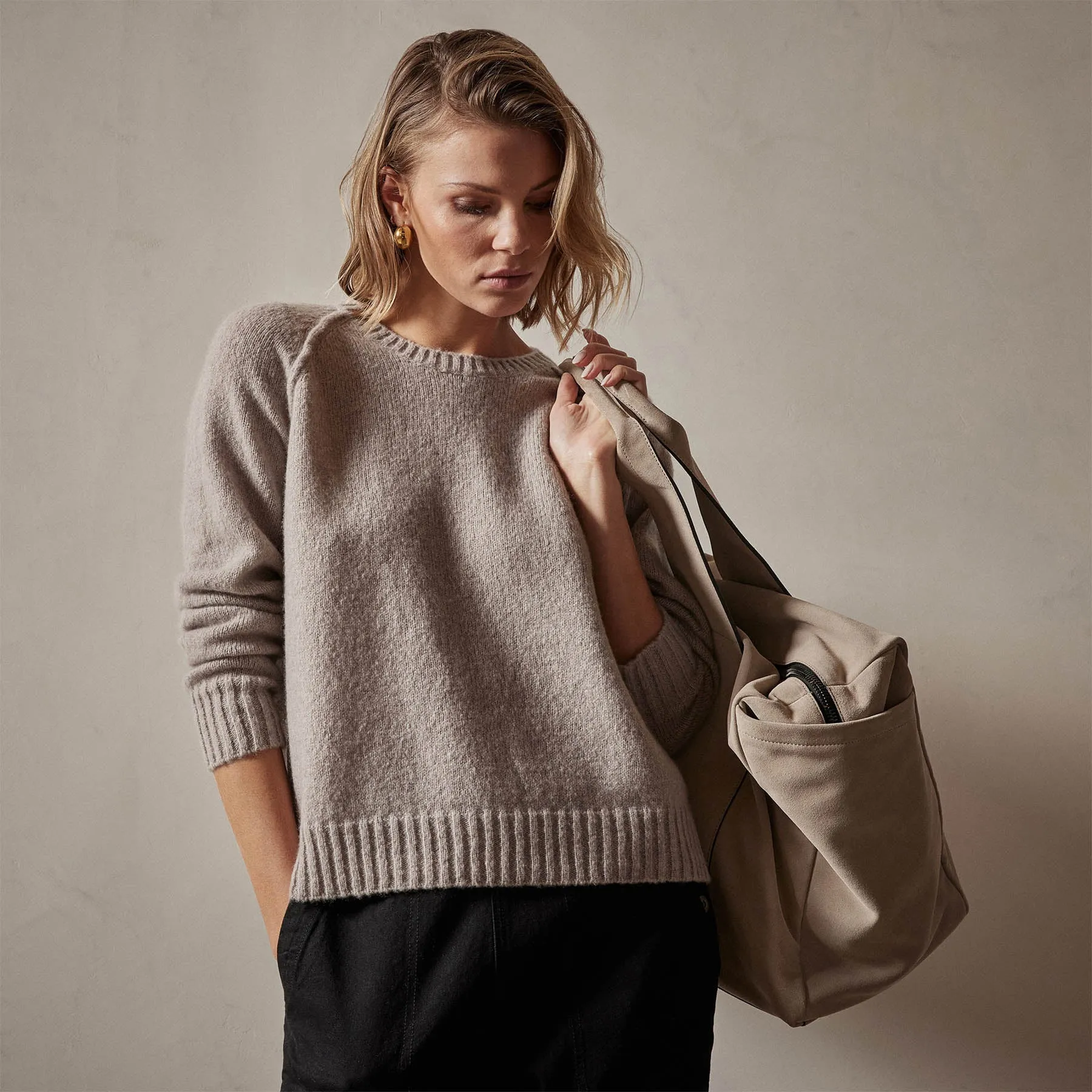 Cashmere Crew Sweater - Silver Wheat