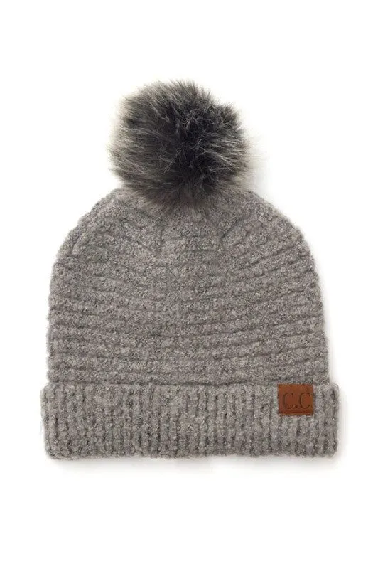 CC Ultra Soft Fur Pom Beanie