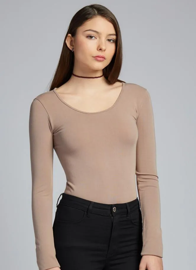 C'EST MOI Bamboo Long Sleeve Scoop Neck Top